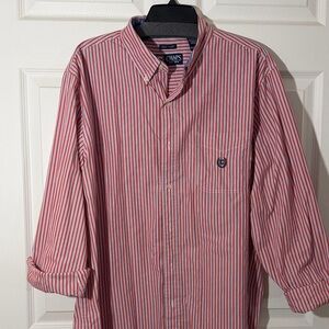 Chaps Men's Red and White Striped Shirt